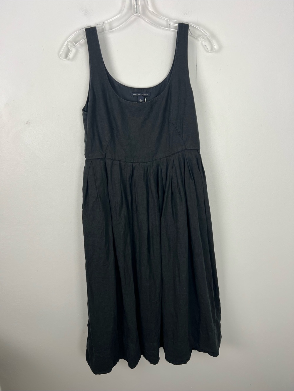 Banana Republic 100% Linen Black Sleeveless Midi Scoop Neck Dress
